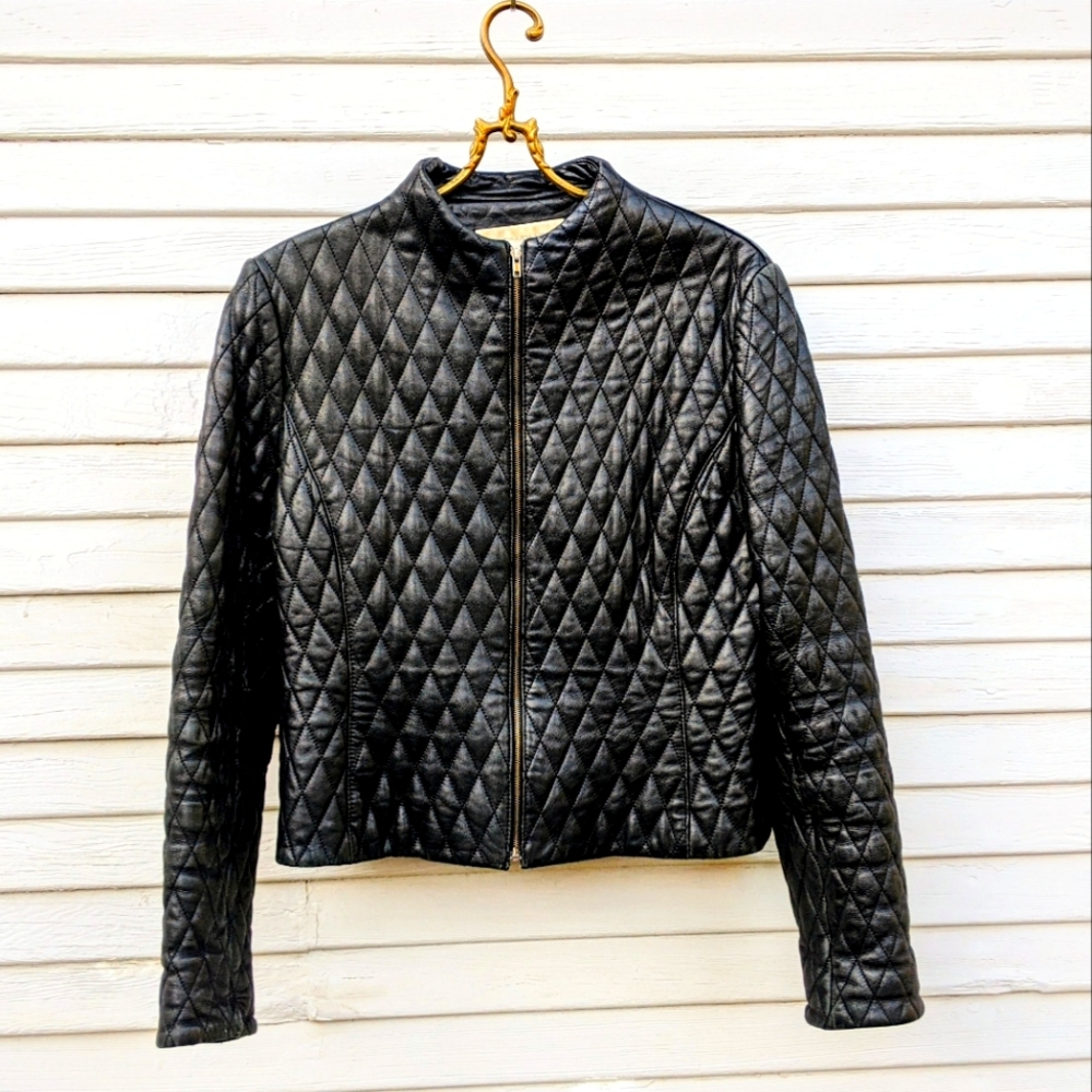 Jones New York quilted leather jacket